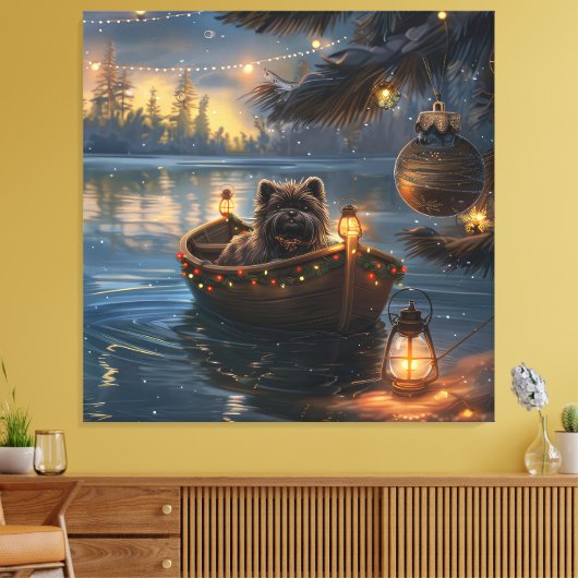 Affenpinscher Feestelijke Kerstreis Canvas Afdruk (Insitu (Woonkamer))