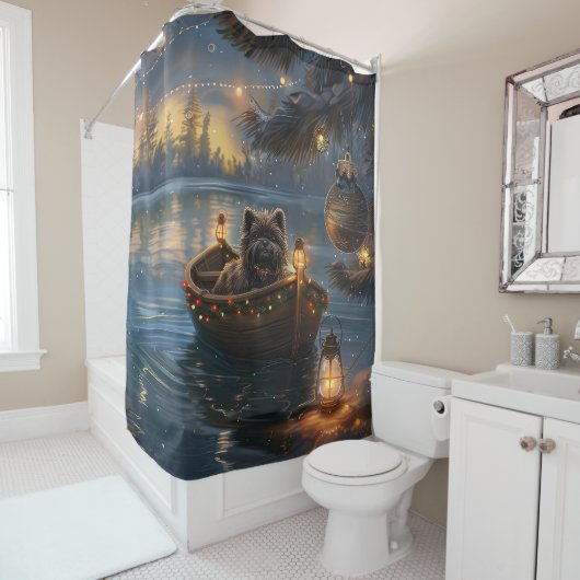 Affenpinscher Feestelijke Kerstreis Douchegordijn (In situ)