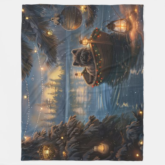 Affenpinscher Feestelijke Kerstreis Fleece Deken (Voorkant)