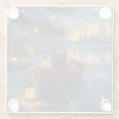 Affenpinscher Feestelijke Kerstreis Glazen Onderzetter (Achterkant)