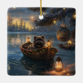 Affenpinscher Feestelijke Kerstreis Keramisch Ornament (Achterkant)