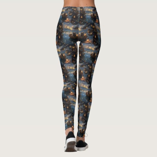 Affenpinscher Feestelijke Kerstreis Leggings (Achterkant)