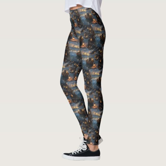 Affenpinscher Feestelijke Kerstreis Leggings (Links)