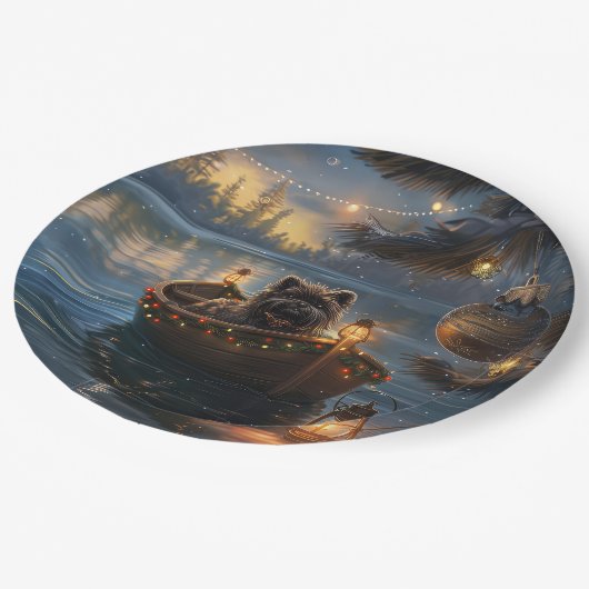 Affenpinscher Feestelijke Kerstreis Papieren Bordje (Gekanteld)