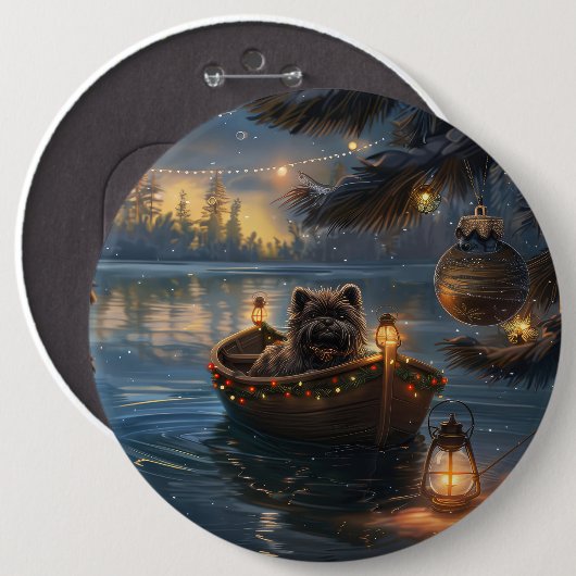 Affenpinscher Feestelijke Kerstreis Ronde Button 6,0 Cm (Voorkant /achterkant)