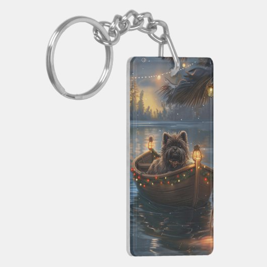 Affenpinscher Feestelijke Kerstreis Sleutelhanger (Voorkant Links)