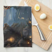 Affenpinscher Feestelijke Kerstreis Theedoek (Quarter Fold)