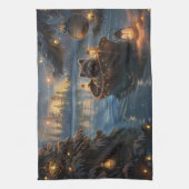 Affenpinscher Feestelijke Kerstreis Theedoek (Verticaal)