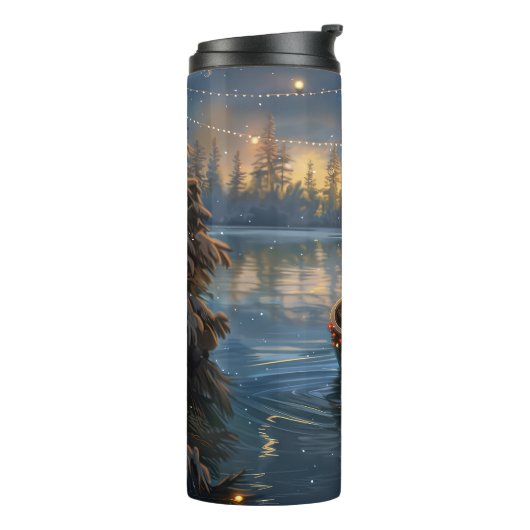 Affenpinscher Feestelijke Kerstreis Thermosbeker (Gedraaid links)