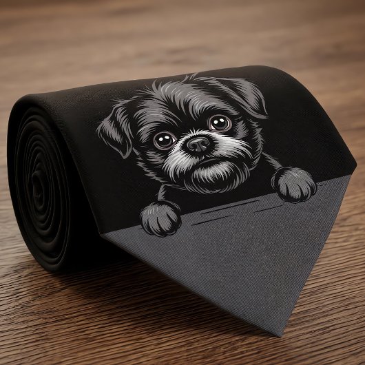 Affenpinscher Funny Peeking Puppy Dog Lover Stropdas