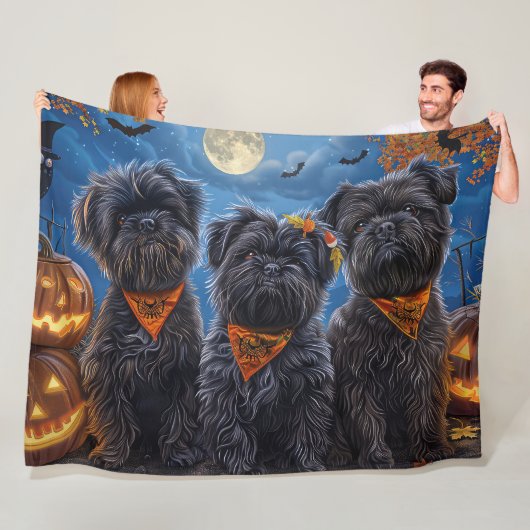 Affenpinscher Halloween Griezelen Fleece Deken (In situ)