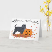 Affenpinscher Halloween Kaart (Gele Bloem)
