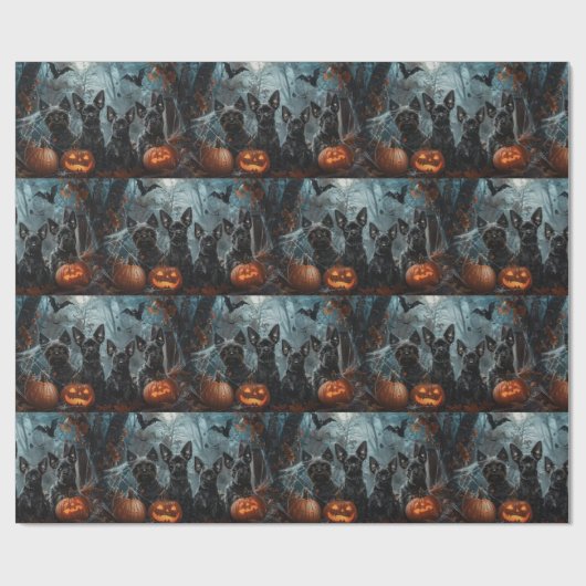 Affenpinscher Halloween Nacht Doggy Delight Cadeaupapier (Vlak)