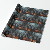 Affenpinscher Halloween Nacht Doggy Delight Cadeaupapier (Uitgerold)