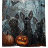 Affenpinscher Halloween Nacht Doggy Delight Douchegordijn (Voorkant)