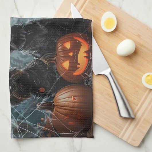 Affenpinscher Halloween Nacht Doggy Delight Theedoek (Quarter Fold)