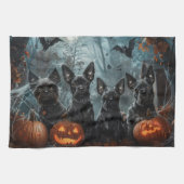 Affenpinscher Halloween Nacht Doggy Delight Theedoek (Horizontaal)