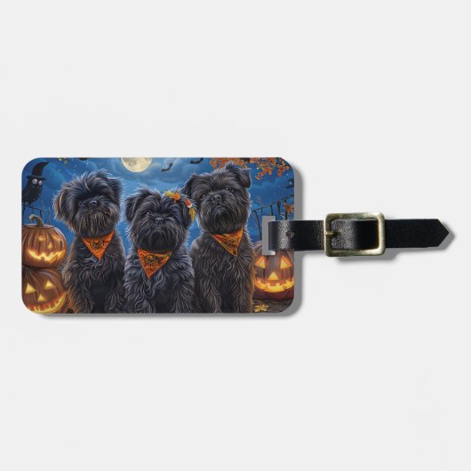 Affenpinscher Halloween Spooky Bagagelabel (Voorkant horizontaal)