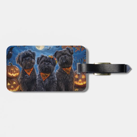 Affenpinscher Halloween Spooky Bagagelabel (Achterkant horizontaal)