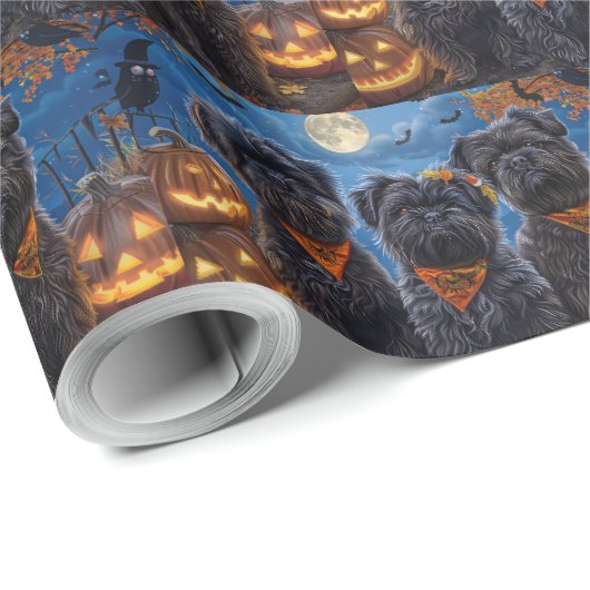Affenpinscher Halloween Spooky Cadeaupapier (Rol Hoek)