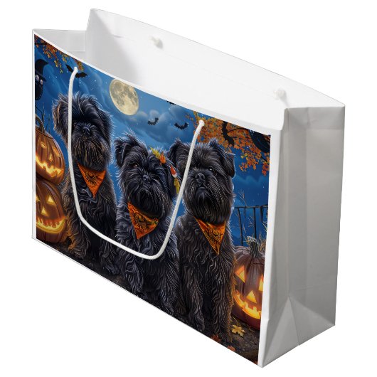 Affenpinscher Halloween Spooky Groot Cadeauzakje (Voorkant Gekanteld)