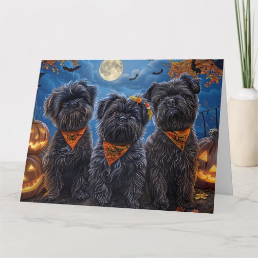 Affenpinscher Halloween Spooky Kaart (Voorkant)
