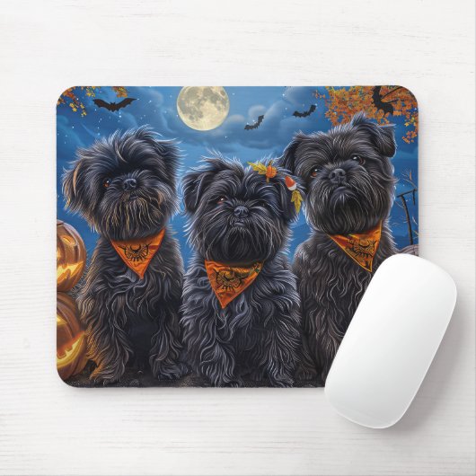 Affenpinscher Halloween Spooky Muismat (Met muis)
