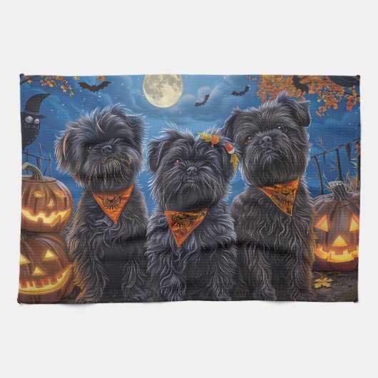 Affenpinscher Halloween Spooky Theedoek (Horizontaal)