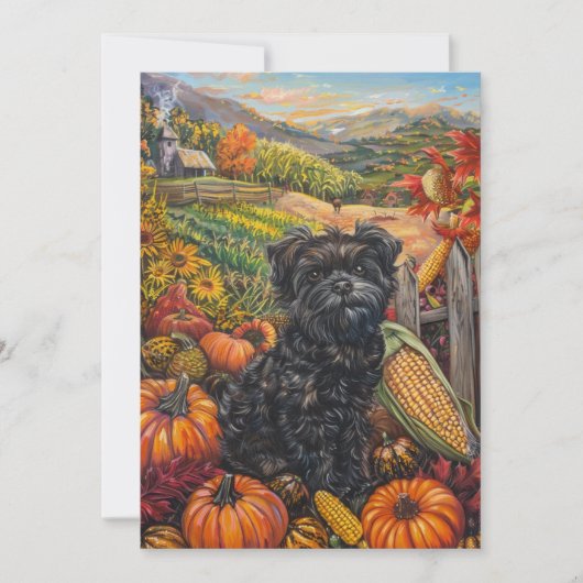 Affenpinscher Herfst Oogst Thanksgiving Hond Feestdagenkaart (Voorkant)