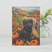 Affenpinscher Herfst Oogst Thanksgiving Hond Feestdagenkaart (Staand voorkant)