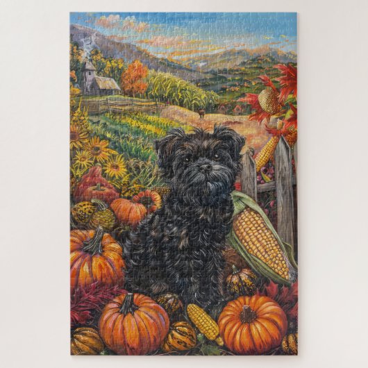 Affenpinscher Herfst Oogst Thanksgiving Hond Legpuzzel (Verticaal)