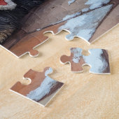 Affenpinscher hond bij knusse kersthaard legpuzzel (Zijkant)