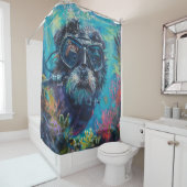 Affenpinscher Hond Duiken Onderwater Douchegordijn (In situ)