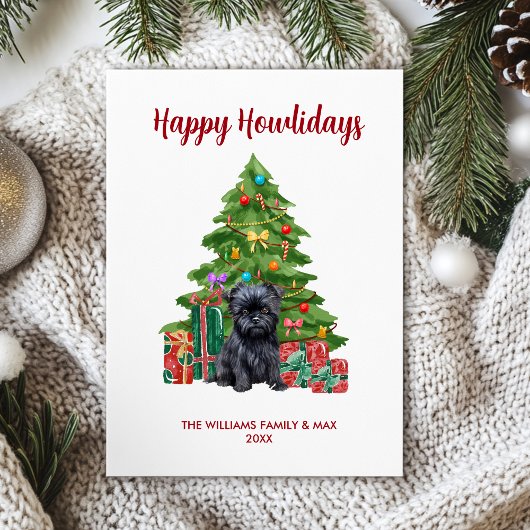Affenpinscher Hond Familie Kerstmis Feestdagenkaart