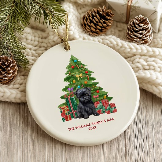 Affenpinscher hond gepersonaliseerde kerst keramisch ornament