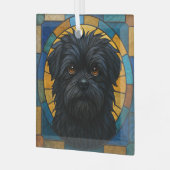 Affenpinscher Hond "Glas in lood" Glas Ornament (Voorkant links)