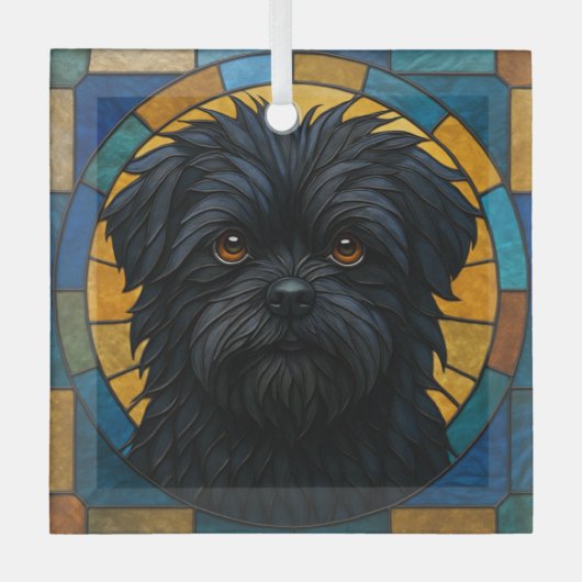 Affenpinscher Hond "Glas in lood" Glas Ornament (Voorkant)
