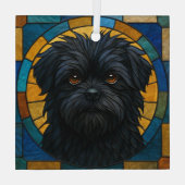 Affenpinscher Hond "Glas in lood" Glas Ornament (Achterkant)