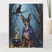 Affenpinscher hond grillige Halloween schilderij Kaart (Voorkant)