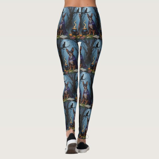 Affenpinscher hond grillige Halloween schilderij Leggings (Achterkant)