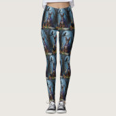 Affenpinscher hond grillige Halloween schilderij Leggings (Voorkant)