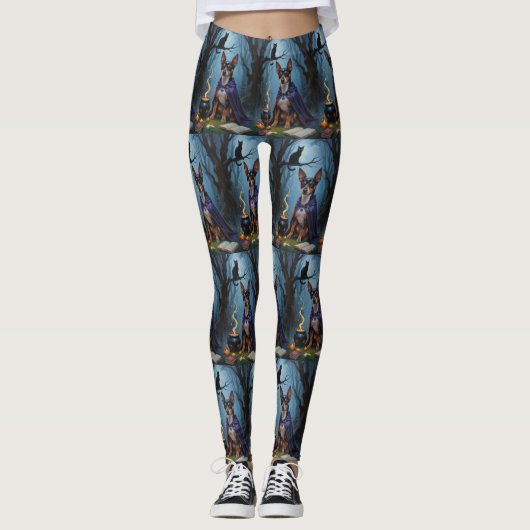 Affenpinscher hond grillige Halloween schilderij Leggings (Voorkant)
