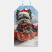 Affenpinscher Hond in Sledge Laat het Sneeuw Kerst Cadeaulabel (Achterkant)