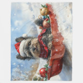 Affenpinscher Hond in Sledge Laat het Sneeuw Kerst Fleece Deken (Voorkant)