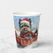 Affenpinscher Hond in Sledge Laat het Sneeuw Kerst Papieren Bekers (Achterkant)