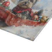 Affenpinscher Hond in Sledge Laat het Sneeuw Kerst Snijplank (Hoek)