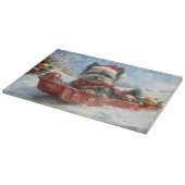 Affenpinscher Hond in Sledge Laat het Sneeuw Kerst Snijplank (Hoek)