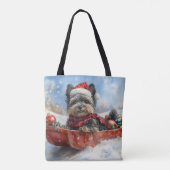 Affenpinscher Hond in Sledge Laat het Sneeuw Kerst Tote Bag (Achterkant)