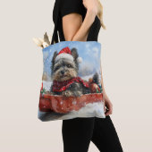 Affenpinscher Hond in Sledge Laat het Sneeuw Kerst Tote Bag (Dichtbij)