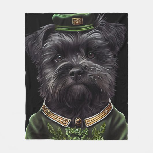 Affenpinscher-hond in St. Patrick's Day Dress Fleece Deken (Voorkant)